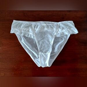 White Mesh Ruffled Panties, Size M